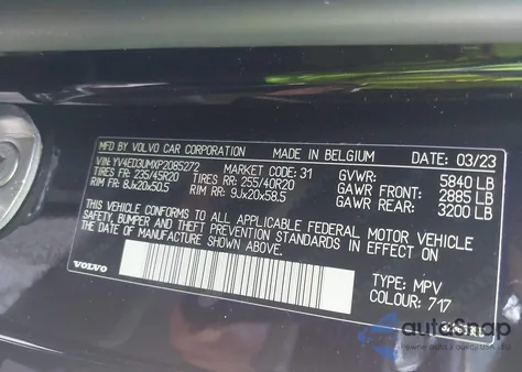 2023 Volvo Xc40 Recharge Ultimate from USA, damaged, VIN YV4ED3UMXP2085272